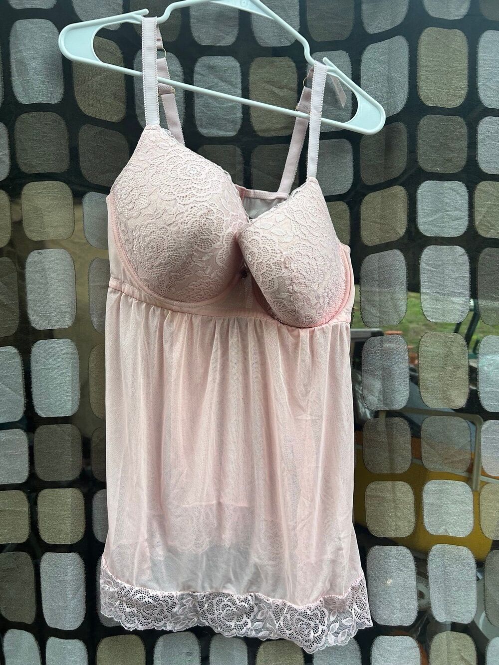 Daisy Fuentes Ballerina babydoll chemise with a lace-accented push-up bra top